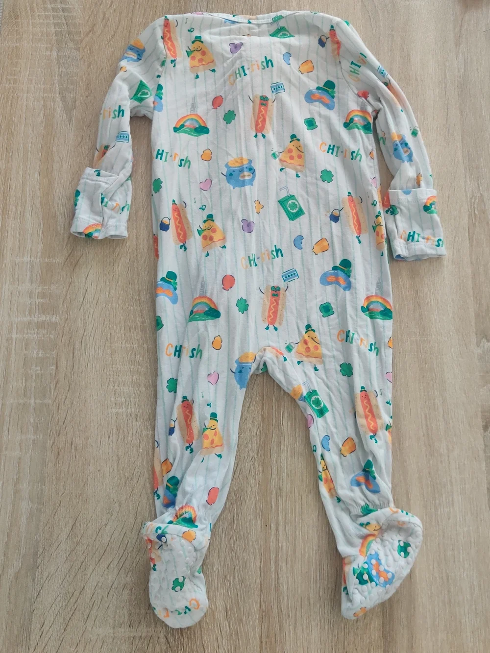 Mini Wonder Chi-Rish Pizza Hotdog Printed Footed One Piece Size 3-6mo